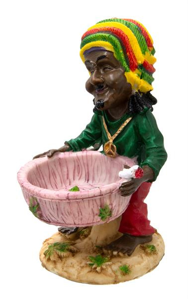 Aschenbecher Figur Rastaman stehend mit Korb